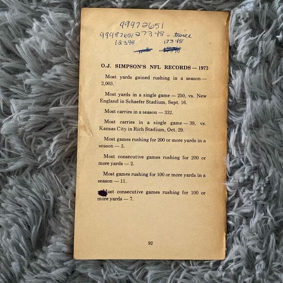 OJ Simpson Football’s Record Rusher by Larry Felser Paperback Book Novel 1974 - Picture 2 of 12